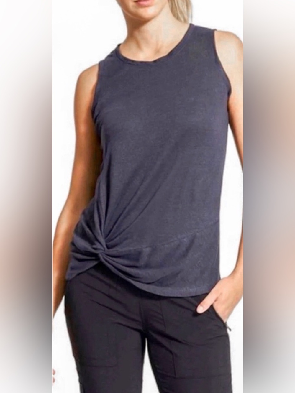 Athleta Crewneck Sleeveless Lightweight Linen Twist Tank XL